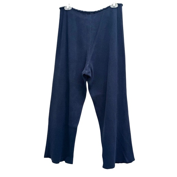 VINTAGE FITIGUES NAVY WAFFLE KNIT WIDE LEG CROPPED PANTS - Picture 4 of 6